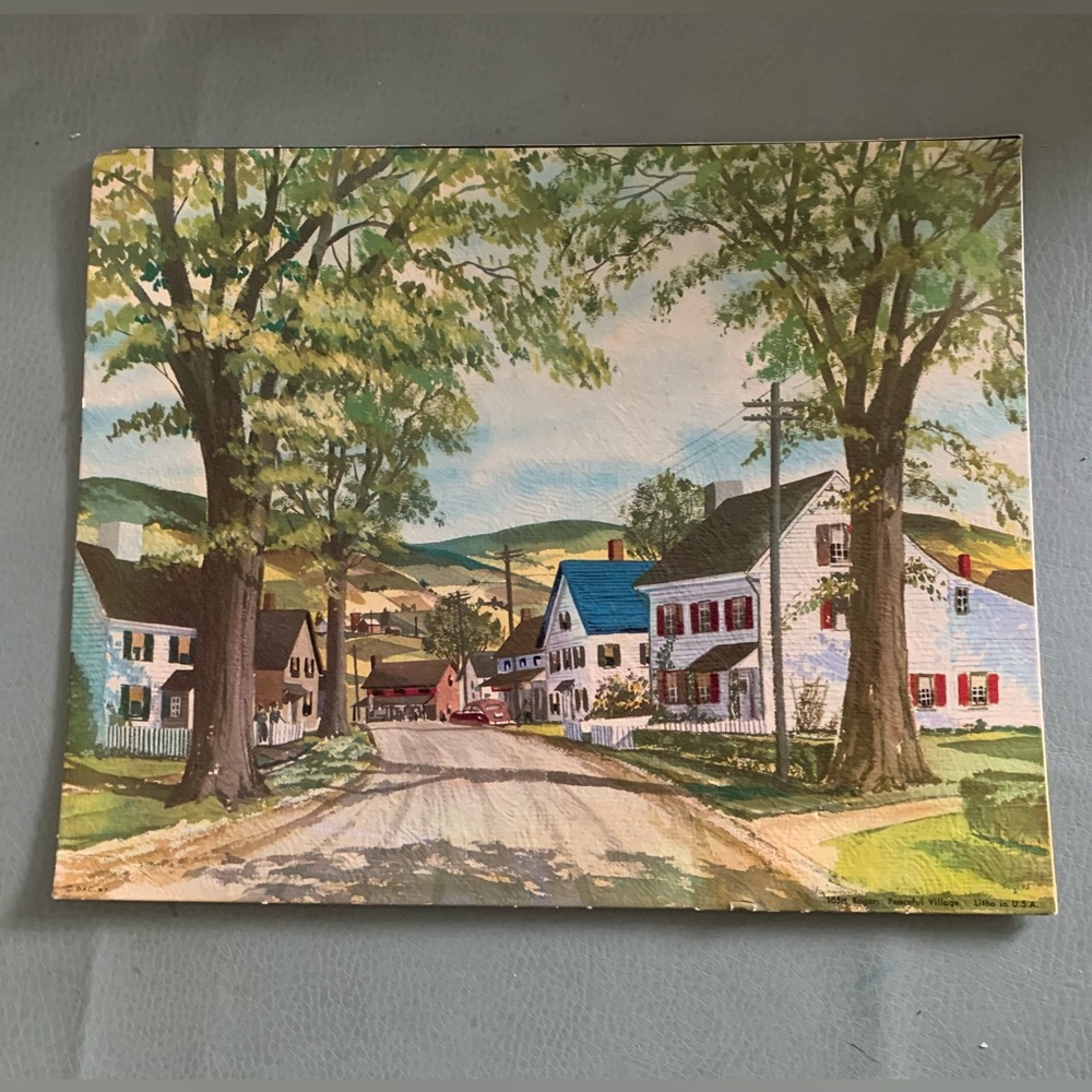 Charming Village Landscape Litho Print